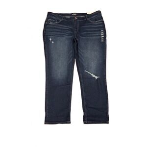 Maurices womens Edgely Boyfriend Jeans 24W Distressed Dark Wash Low Rise Regular